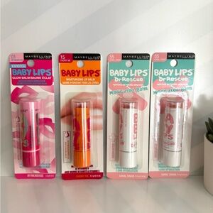 Lot of 4 Maybelline Baby Lips Moisturizing Lip Balm Collection